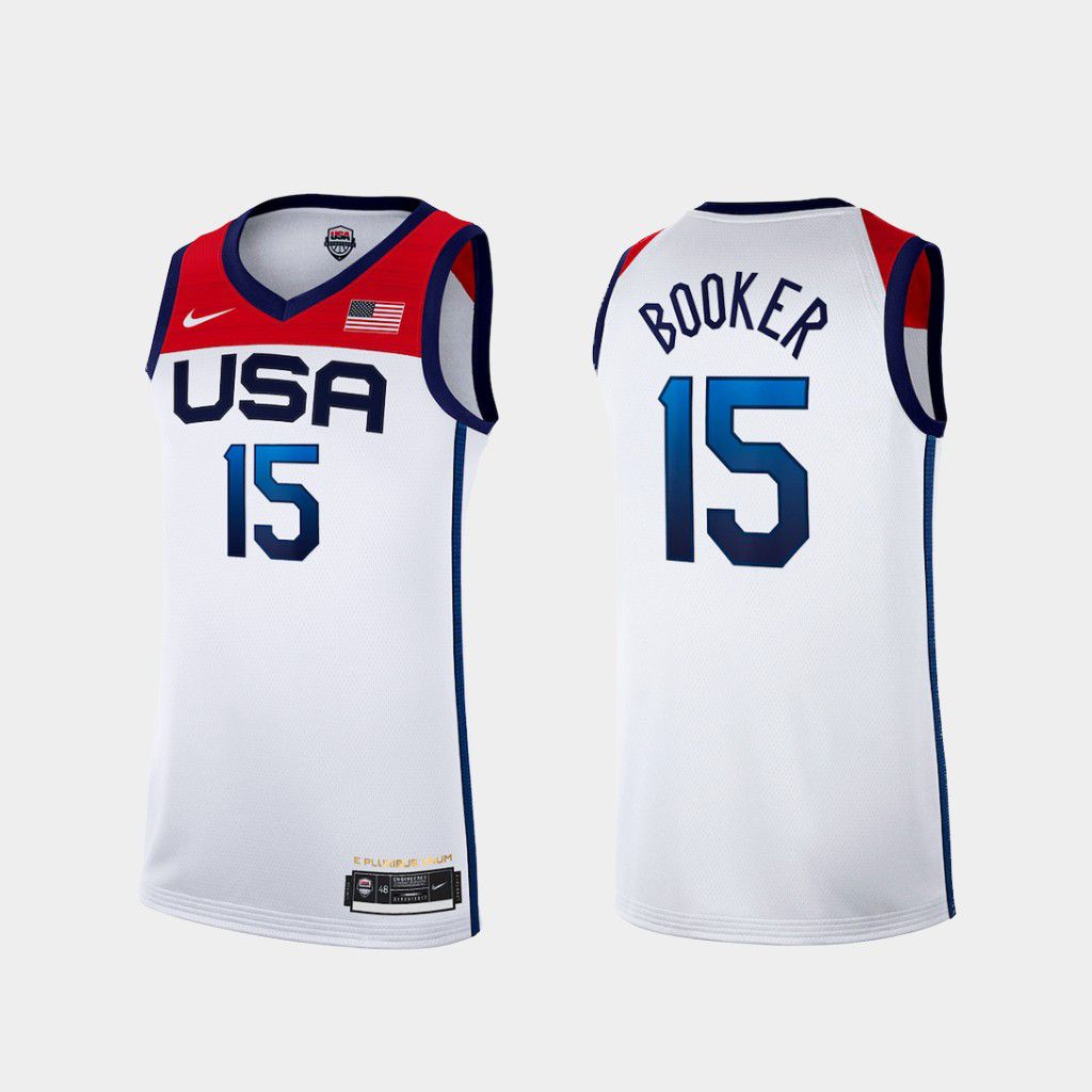 Cheap 2021 Olympic USA 15 Booker White Nike NBA Jerseys